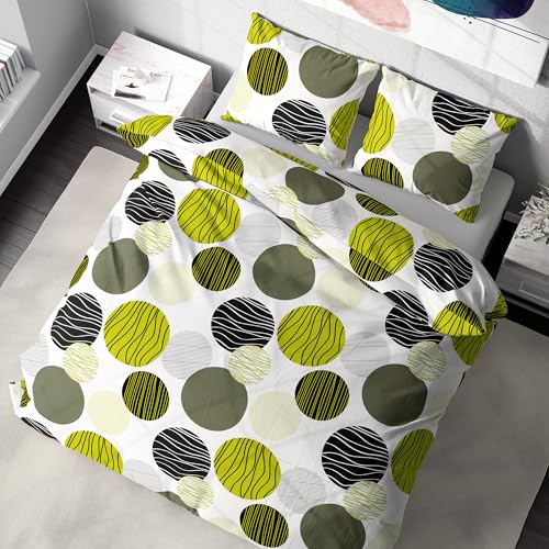 DILIOS Premium Bettwäsche 135x200 – 100% Baumwolle, ÖKO-TEX Zertifiziert, Renforcé, Atmungsaktiv & Antiallergisch, mit Reißverschluss, 2teilig – Bettbezug + Kissenbezug 80x80, Grün Schwarz Weiß DILIOS Premium Bettwäsche 135x200 – 100% Baumwolle, ÖKO-TEX Zertifiziert, Renforcé, Atmungsaktiv & Antiallergisch, mit Reißverschluss, 2teilig – Bettbezug + Kissenbezug 80x80, Grün Schwarz Weiß