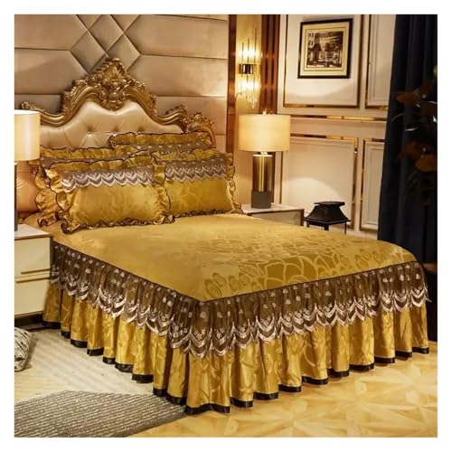 LPHFDCS Betthusse 1PC Bettrock aus Samtspitze, rutschfeste Schutzhülle, Dickes schönes Bett, warme Bettwäsche for Herbst und Winter Bettrock(Golden,2PCS Pillowcases) LPHFDCS Betthusse 1PC Bettrock aus Samtspitze, rutschfeste Schutzhülle, Dickes schönes Bett, warme Bettwäsche for Herbst und Winter Bettrock(Golden,2PCS Pillowcases)