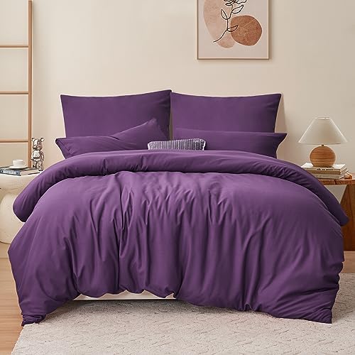 RUIKASI Bettwäsche 200x220 3teilig Purple   Lila Mikrofaser Bettwäsche Sets Oeko TEX, Bettbezüge 200 x 220cm + 2 Kissenbezüge 80x80cm mit Reißverschluss, Weich und Bügelfrei