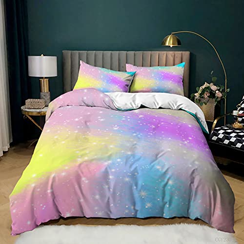 Bettwäsche 155x220cm Lila, Pink, Gelb Bettbezug Set Weiche Flauschige Gebürstet Microfaser 1 Bettbezug mit 2 Kopfkissenbezug 80x80 cm mit Reißverschluss