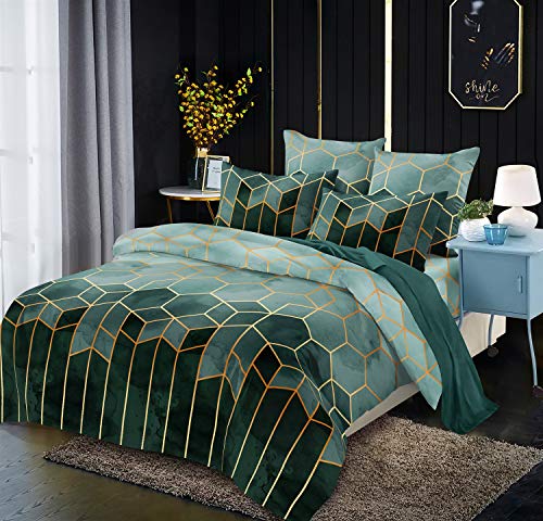 Luofanfei Bettwäsche Gestreift Grün Dunkelgrün 135x200 2teilig Microfaser Bettwäsche Set Bettbezug Geometrisch Bettdeckenbezug Modern Deckenbezug Bettwaesche