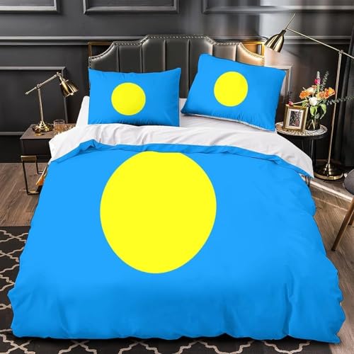Bettwäsche 200x220 Gelbe Punkte Bettwäsche Sets Kreis Bettenset 3D Druck Weich Microfaser Bettdeckenbezug mit Reißveschluss und 2 Kissenbezug für Jungen Mädchen J.2537