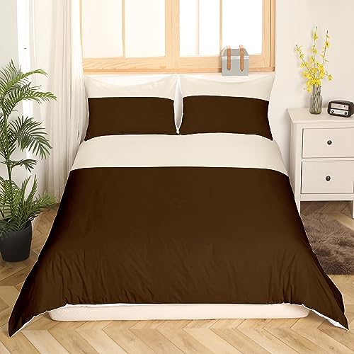 richhome Beige Braun Geometrische Patchwork Bettbezug Set 135x200,Abstrakte Kunstwerk Einfache Bettwäsche Set, Geometrie Quadrate Tröstenbezug, Mode Quilt Cover, 1 Kissenbezug