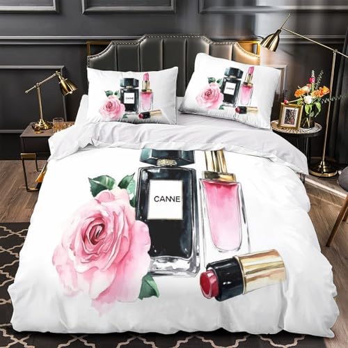 VOXYTMLWG Pink Bow Dekor 3D Gedruckt 3 Teilig Bettwäsche mit Reißverschluss Weich mit Kissenbezug elegant Gift Wrap Bettbezug for Erwachsene,Frauen,Mädche n,Kinder Single?135x200cm?