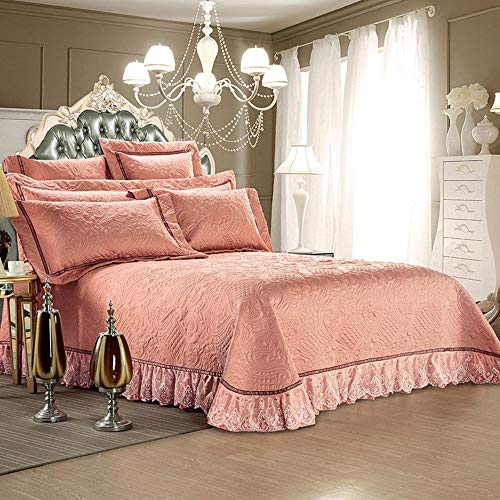 Gesteppte Tagesdecke Set Baumwolle Bettdecke Volltonfarbe Bettdecke Luxuriöse Bettwäsche-4-teilige Sets (200 × 230 cm, 220 × 240 cm)-twilight-S