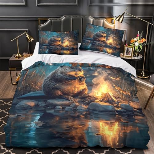 VOXYTMLWG Bengal Katze Bettwäsche 3D Gedruckt 3 Teilig wild Animal Bettbezug mit Reißverschluss Weich mit Kissenbezug Schlafkomfort for Erwachsene,Frauen,Mädche n,Kinder Single?135x200cm?