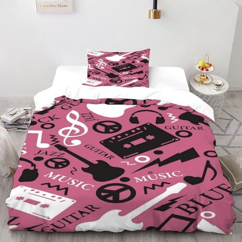 SOJFGSNAJ Musik Icons Bettwäsche Totem Für Allergiker Bettwäsche Aus Microfaser Mit Reißverschluss Und 1 Kissenbezug Single?135x200cm?