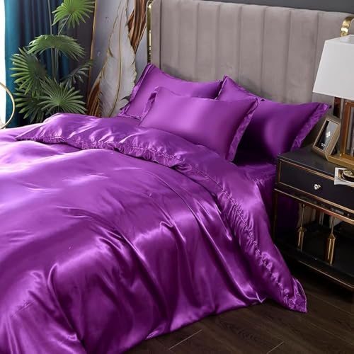 Seiden-Bettbezug, luxuriöser Satin-Bettbezug für Bettwäsche, seidiges Eisseide-Design