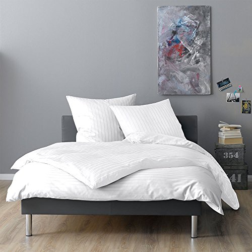 Lorena Mako-Satin Bettwäsche Verona Weiss, Kissenbezug einzeln 40x80 cm
