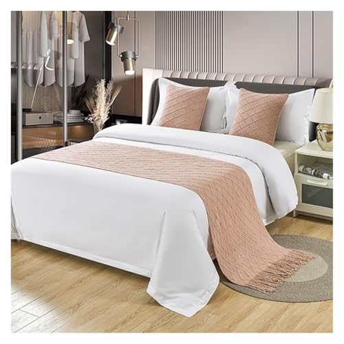 YZWHKJ Bettschal,Bettläufer Leichte, luxuriöse, Moderne, Schlichte B&B-Hotel-Bettflagge, Bettschal, einfarbige Bettwäsche, Bettdecke, Bettdecke(Pink A,45 * 45cm Pillowcase)