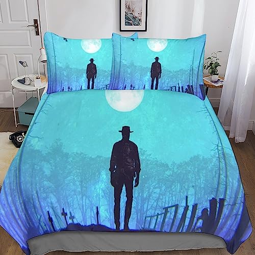 YINGD The Walking Dead Bettwäsche-Set, Bettbezug und Kissenbezüge, 3D-Mikrofaser mit Reißverschluss, 3-teilig, geeignet für Jungen und Mädchen, 140 x 200 cm