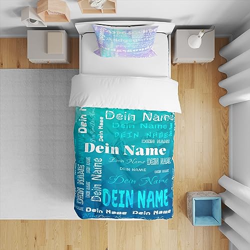 Jaucin Personalisierte Bettwäsche Sets: Gestalten Sie Ihre Bettwäsche und Kissenbezüge 135x200 mit eigenem Foto | Personalisierte Weihnachts Geschenke (Name, 135x200cm)