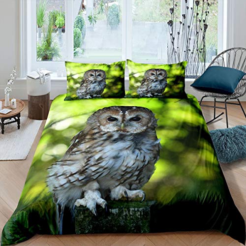 Tbrand Eule Bettwäsche Set 135x200cm Boho Eule Bettbezug Set für Jungen Mädchen Boho Exotisch Stil Betten Set Baum Botanisch Branches Drucken Dekor Weich 2St