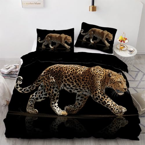 Bettwäsche Set 200x200cm Mikrofaser Leopard Muster - 3D Digital Beidseitiger Druck Bettwäsche Tier Luxus Modern Bettbezug und 2 Kissenbezüge 80×80 cm Bettwäsche Set 200x200cm Mikrofaser Leopard Muster - 3D Digital Beidseitiger Druck Bettwäsche Tier Luxus Modern Bettbezug und 2 Kissenbezüge 80×80 cm
