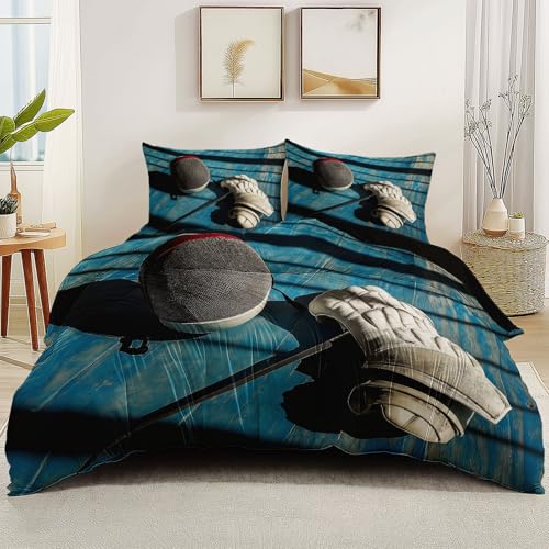 Brushed Mikrofaser Bettwäsche Schwarz 6 Muster flauschigem weich Sports Escrime Gants Größe für Erwachsene Jugendliche Kinder 200 x 200 cm Pflegeleichtes Hotel Steppdeckenbezüge