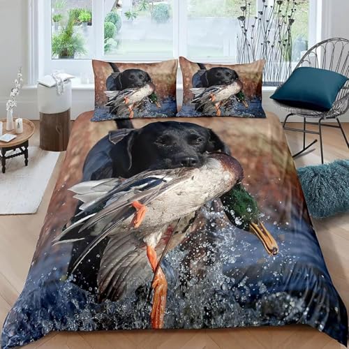 Bettwäsche 200x200 Landhausstil Bettbezug 200x200 Jagd Bettbezug mit 2 Kissenbezüge 80x80cm, Bettwäsche-Sets Microfaser mit Reißverschluss a2032