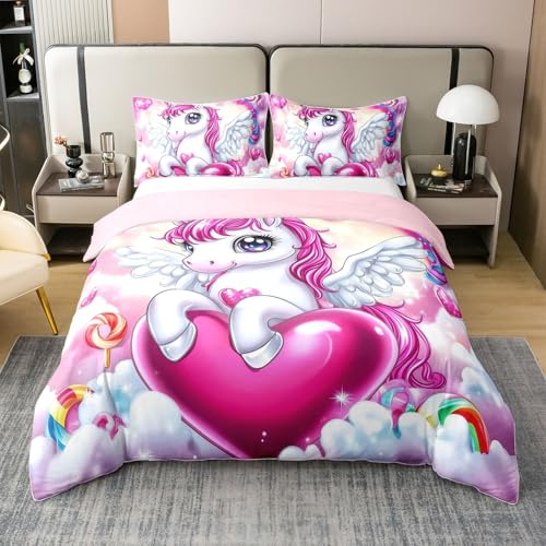 Loussiesd Einhorn Traumhaft Baumwolle Bettwäsche 220x240cm Cute Einhorn Regenbogen Einhorn Glitzer Betten für Rosa Herz Betten 2 Kussenbezug Kein Tröster Loussiesd Einhorn Traumhaft Baumwolle Bettwäsche 220x240cm Cute Einhorn Regenbogen Einhorn Glitzer Betten für Rosa Herz Betten 2 Kussenbezug Kein Tröster