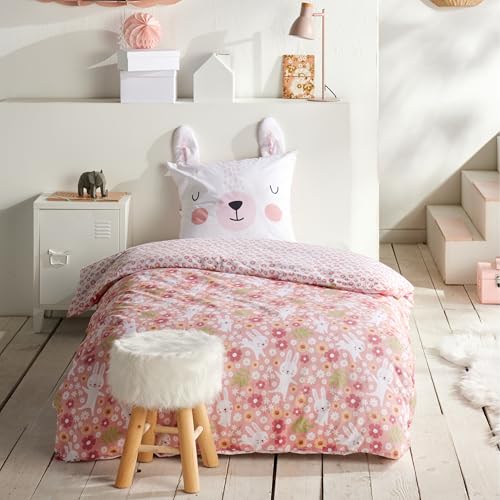 Bettwäsche Set Hase 2-teilig - 135x200 cm Deckenbezug & 80x80 cm Kissenbezug mit Ohren - Rosa Mädchenbettwäsche mit Häschen - 100% Baumwolle mit Reißverschlüssen - Renforcé Qualität, Oeko-Tex Bettwäsche Set Hase 2-teilig - 135x200 cm Deckenbezug & 80x80 cm Kissenbezug mit Ohren - Rosa Mädchenbettwäsche mit Häschen - 100% Baumwolle mit Reißverschlüssen - Renforcé Qualität, Oeko-Tex