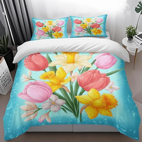 Bettdecke Pink Drucken Bettwäsche 220x240 Weich Mikrofaser Bettdecken Atmungsaktiv Bettbezug Langlebig Duvet Waschbar Steppdecke Bett Decke mit Reißverschluss +2 Kissenbezug 80x80