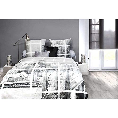 HNL Living Dale Mako-Satin-Bettwäsche 135x200 + 1x 80x80 Grau