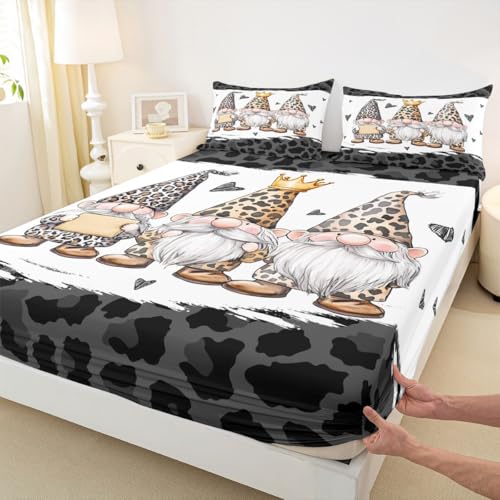 Niedliche GNOME Einbaublech M Größe Leopard Liebe Herz Bettdeckung 2pcs Tierhaut Bettwäsche Set für Kinder