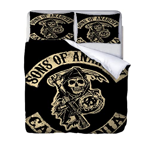 MAYNUO Bettbezug 180x200 cm Mit Kissenbezug 80x80 cm Bedding 3D Vintage-Totenkopf-Kunst Bettbezüge Set Bettwäsche Mit Reißverschluss 3 Teilig Mikrofaser Microfaser Für Mädchen Kinder Teenager Jungen