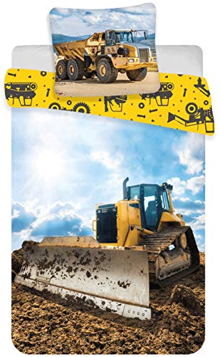 Bulldozer Baby Bettwäsche Bettbezug 100 x 135cm, Kopfkissenbezug 40 x 60cm, Baumwolle