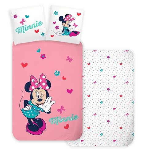 Disney Minnie Mouse Bettwäsche-Set für Kinder - Bettbezug 100x135cm und Kissenbezug 40x60cm