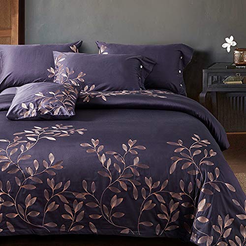 W.Z.H.H.H Bettbezug Blau europäische Art Bettbezug flaches Blatt Weiche aus ägyptischer Stoff 4Pcs Bettwäsche (Color : Lila, Size : 200X230)