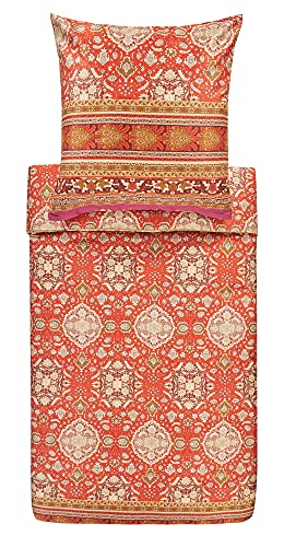 Bassetti Bettwäsche Set 2tlg. Piazza San Marco R1 Rosso, 100% Baumwolle mit Reißverschluss, Größe: 135cm x 200cm, 80cm x 80cm, 9314237