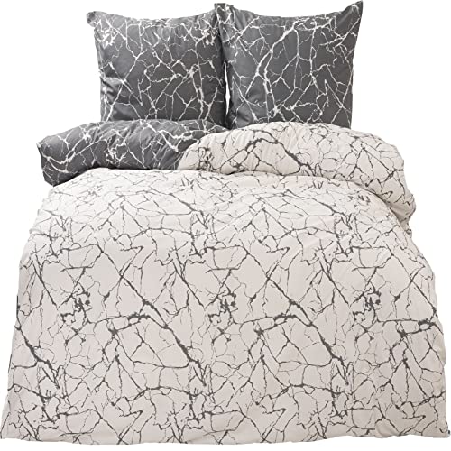 Leonado Vicenti 4teilig 100% Baumwolle Bettwäsche 155x220 cm Gestreift Marmor Grau Wende Bezug Leonado Vicenti 4teilig 100% Baumwolle Bettwäsche 155x220 cm Gestreift Marmor Grau Wende Bezug