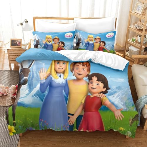Rochile Heidi Bettbezug Set Bettwäsche Set Kinderbettwäsche Reißverschluss Mit Kissenbezügen Betten Set Für Jungen Und Mädchen, Kinder King?220x240cm?