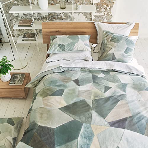 Designer Guild Bettbezug aus Baumwollperkal, Bedruckt, modernes Geo-Zinn, 240 x 220 cm