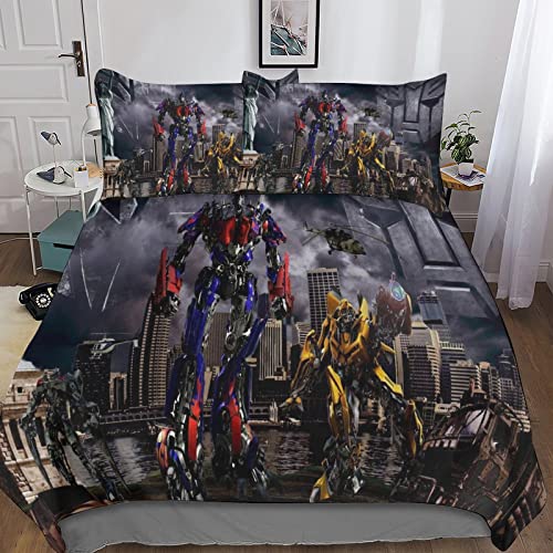 YINGD 3D-Transform-Bettwäsche- Set, Mikrofaser, 3-teilig, Film-Bettwäsche-Set mit Reißverschluss, Kissenbezüge für Erwachsene, 140 x 200 cm