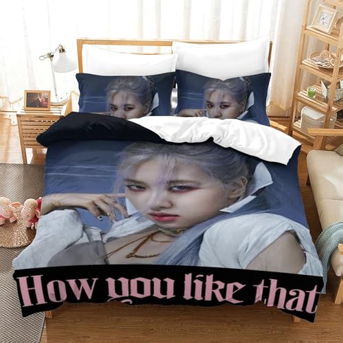 EOASNRTCB ROSÉ Bettwäsche Bettbezug Set Mit Kissenbezüge, Black PINK Bettwäsche-Sets?aus Mikrofaser Mit Verdecktem Reißverschluss Weich Und Bügelfrei Single?140x200cm?
