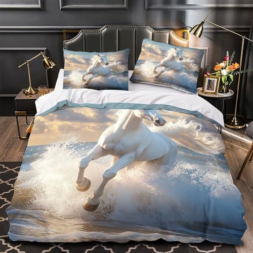 VOXYTMLWG Weiß Tiger Family 3D Gedruckt 3 Teilig Wildlife Bettbezug Bettwäsche mit Reißverschluss Weich mit Kissenbezug for Erwachsene,Frauen,Mädche n,Kinder Single?135x200cm?