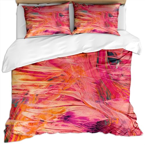 SVTUSR Bettwäsche Für Erwachsene 220X240 cm, Moderne Stilvolle Home Texture Art Pink Mikrofaser Bettwäsche Set 3 Teilig : 1 Bettbezug + 2 Kissenbezug 80X80Cm, Superweiches Hypoallergen Winter Bettb