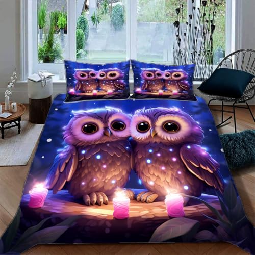 Ruiqieor Bettwäsche 135x200cm,Eule Motiv Bettwäsche-Set, Tier Bettbezug 3teilig Mit Kopfkissenbezug Für Jungen Mädchen Schlafzimmer Atmungsaktiv Mikrofaser Baumwolle Deckenbezug?#4?