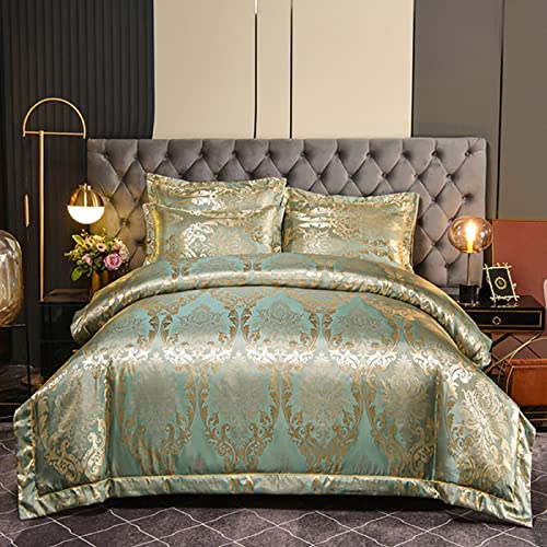 DXHOME Bettwäsche 220x240 3-teilig Luxus Gold Hellgrün Satin Jacquard Glatt Glänzend Bettwäsche Barock Romantisch Floral Muster Bettwäsche Doppelbett mit Reißverschluss und 2 Kissenbezüge 80x80 cm DXHOME Bettwäsche 220x240 3-teilig Luxus Gold Hellgrün Satin Jacquard Glatt Glänzend Bettwäsche Barock Romantisch Floral Muster Bettwäsche Doppelbett mit Reißverschluss und 2 Kissenbezüge 80x80 cm