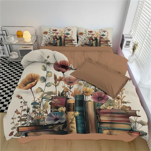 WunM Studio Bettwäsche 135 * 200cm Ästhetik im Landhausstil Wende Bettwäsche SetVintage Blumenbuchmuster Bettbezug mit Reißverschluss und 2 Kissenbezug 80x80 cm,Weich und Bügelfrei WunM Studio Bettwäsche 135 * 200cm Ästhetik im Landhausstil Wende Bettwäsche SetVintage Blumenbuchmuster Bettbezug mit Reißverschluss und 2 Kissenbezug 80x80 cm,Weich und Bügelfrei