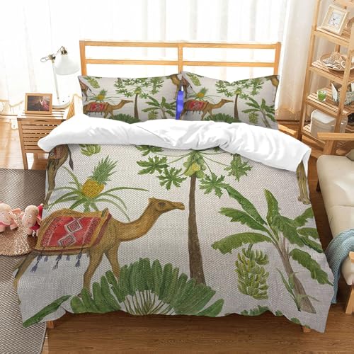 NIOYNJIS Bettwäsche Set 100% Baumwolle ist,Nahtlose Muster Palmen und Tiger-Muster,und allem auch für Personen mit Hautsensibilisierung empfohlen 228x264cm