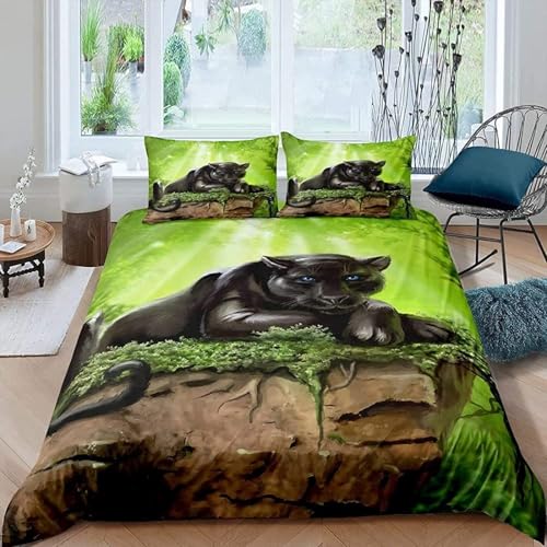 LMMSMGS Bettwäsche 155x220 Leopard Bettwäsche-Sets– Weiches Mikrofaser-Set mit Bettbezug 155x220 + 1 Kissenbezüge 80x80 mit Reißverschluss Eckbinder für Mädchen Jungen