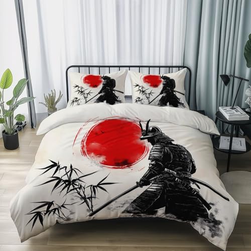 Bettbezüge Reversibel 200 x 200 cm mit Reißverschluss, Traditionell Orientalisch Krieger Thema Microfaser Bettbezug Set für Jugendliche Erwachsene, Microfaser Sommer-Bettwäsche-Set Aprikose