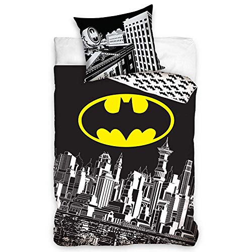 Comics DC Batman Bettwäsche-Set für Einzelbett, 100% Baumwolle, Bettbezug 140 x 200 cm, Kopfkissenbezug 70 x 80 cm Comics DC Batman Bettwäsche-Set für Einzelbett, 100% Baumwolle, Bettbezug 140 x 200 cm, Kopfkissenbezug 70 x 80 cm