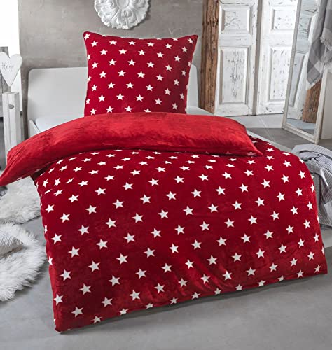 MALIKA Warme Winter Plüsch Sterne Wende-Bettwäsche Nicky-Teddy 'Cashmere Touch' Coral Fleece viele Farben & Größen, Farbe:Weinrot, Größe:135 x 200 cm MALIKA Warme Winter Plüsch Sterne Wende-Bettwäsche Nicky-Teddy 'Cashmere Touch' Coral Fleece viele Farben & Größen, Farbe:Weinrot, Größe:135 x 200 cm