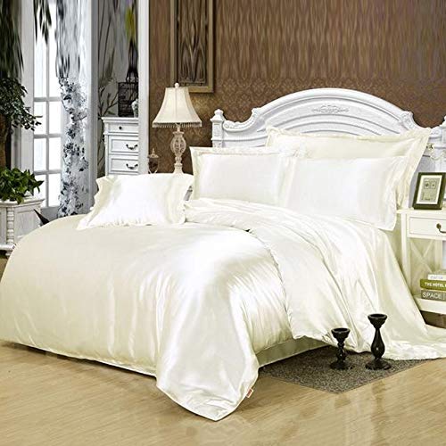 Bettwäsche-Set, 100% Reine Satin-Seide, Bettwäsche-Set, Heimtextilien, Kingsize-Bett-Set, Bettwäsche, Bettbezug, Bettlaken, Kissenbezüge, Großhandel 1024 (Farbe: Schwarz, Größe: Twin 4-teilig) (