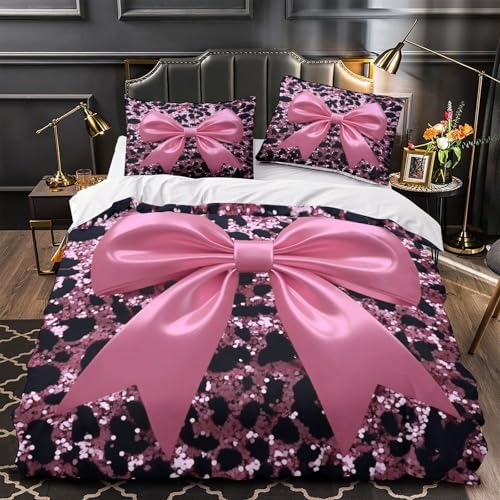 VOXYTMLWG Pink Flamingos Bettwäsche 3 Teilig 3D Gedruckt Romantic Wildlife Bettbezug mit Reißverschluss Weich Schlafkomfort for Erwachsene,Frauen,Mädche n,Kinder Single?140x200cm?