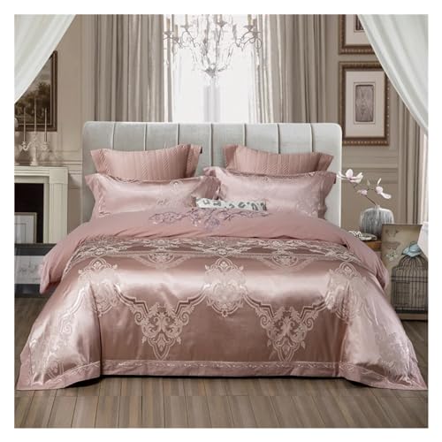 JQQJZLC Bett Vier Stücke Set, 4 Stücke Seiden Baumwolle Luxus Bettwäsche Kingsize Kingsize -Queen -Bett -Bettdecke Bettdecke Kissenbezug (C, Queen Size 4pcs)