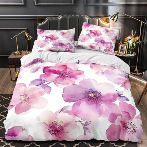 VOXYTMLWG Pink Bow Bettwäsche 3D-gedrucktes 3 Stück Vintage Ribbon Bettbezug mit Reißverschluss Bequem Pflegeleicht Schlafkomfort for Erwachsene,Kinder,Männer ,Fans Double?200x200cm?