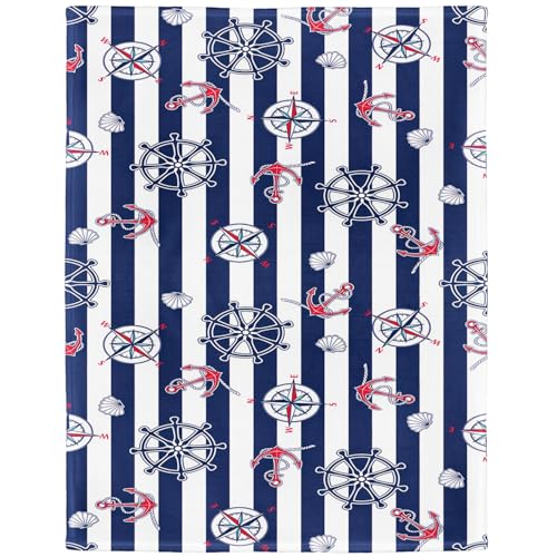 YISUMEI Kuscheldecke mit Maritime Streifen, Super weiches Fleece, Überwurfdecke für Bettwäsche Couch Sofa, Schlafzimmer Wohnzimmer, Dekoration Decke, 125x150cm